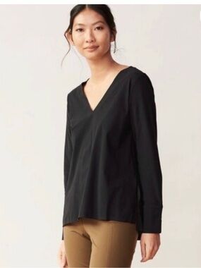 ADAY Black V-Neck “Something Tailored” Long Sleeve Blouse